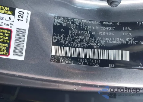 2015 Toyota Sienna Xle Premium 8 Passenger из США, поврежденный, VIN 5TDYK3DC6FS552787